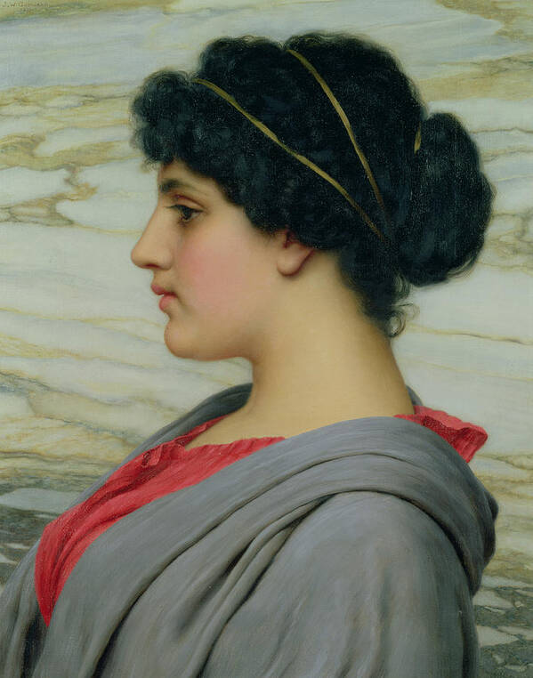 John William Godward (1861-1922) Female; Neo-classical; Seated; Profile; Ethereal; Beauty; Grecian; Beauty Art Print featuring the painting Perilla by John William Godward