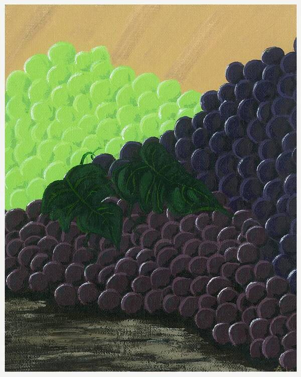 Grapes Art Print featuring the painting Pile of Wine Grapes by Starla Rodriguez