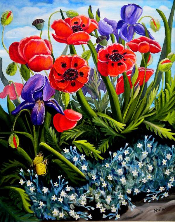 Poppies Art Print featuring the photograph Poppies and Irises by Renate Wesley