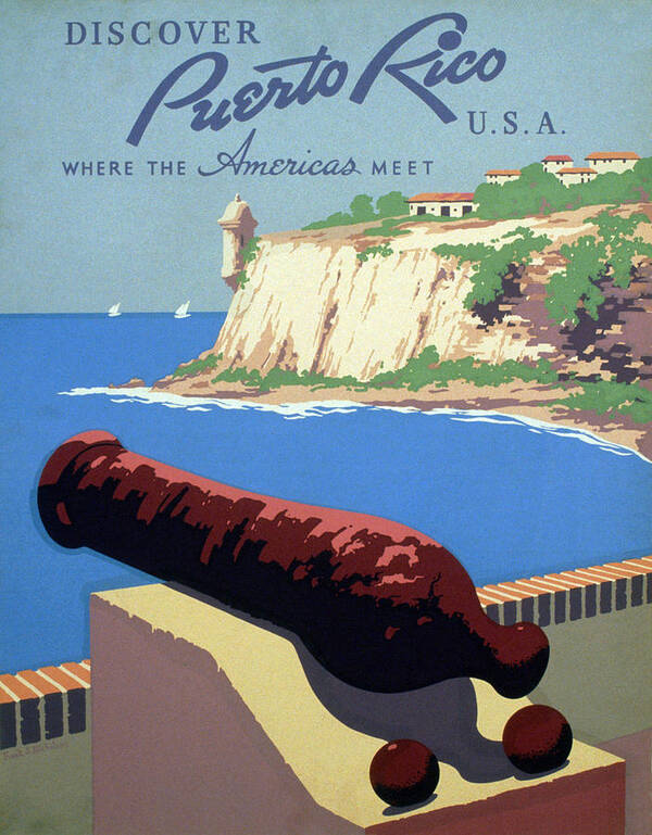 1930s Art Print featuring the photograph Puerto Rico. Poster Promoting Puerto by Everett