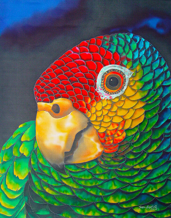 Amazon Parrot Art Print featuring the painting Red Lored Parrot by Daniel Jean-Baptiste