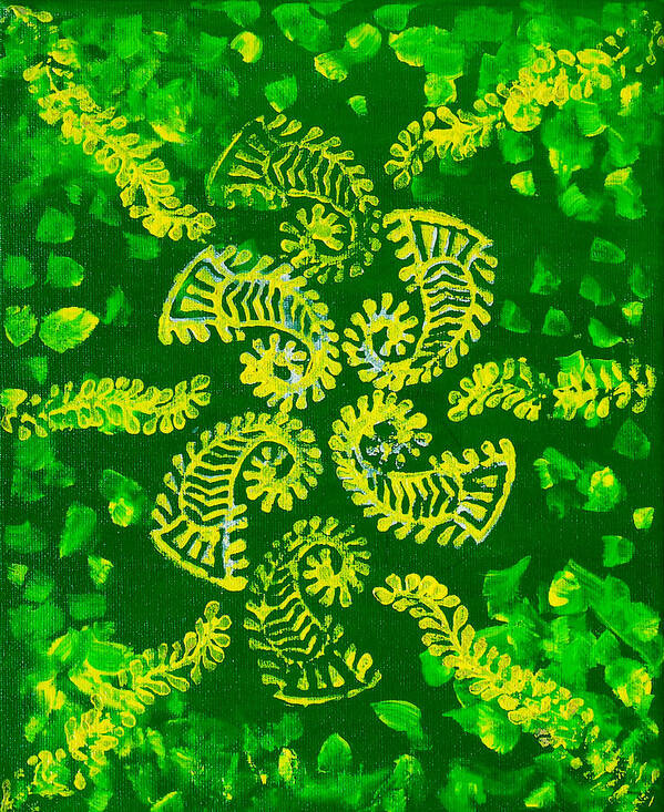 Green Art Print featuring the painting Spinning Greens by Farah Faizal