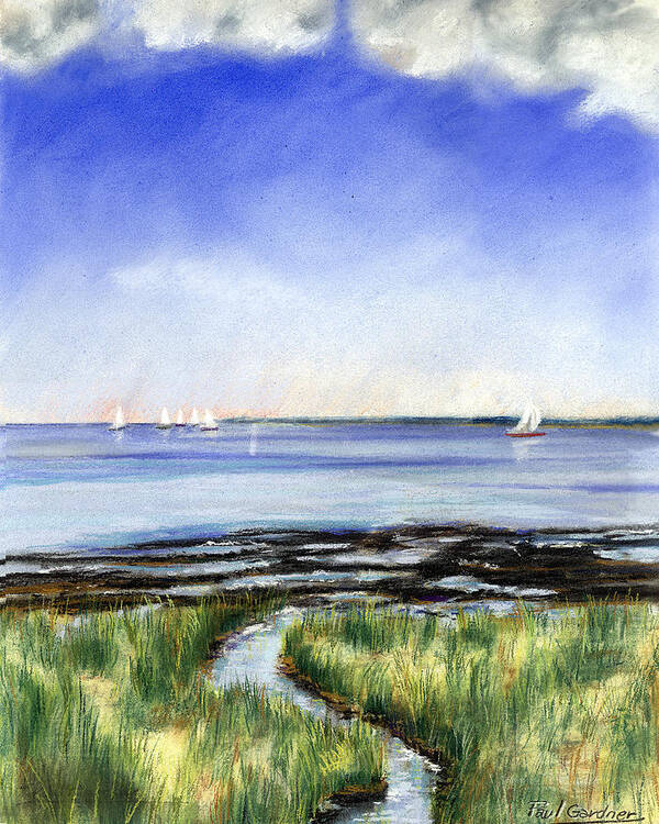 Marthas Vineyard Art Print featuring the pastel Summer Flats by Paul Gardner