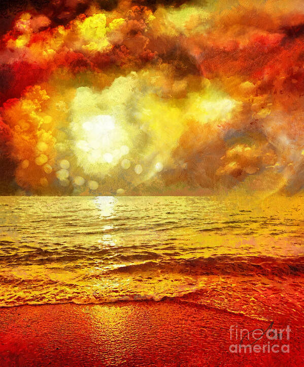 Sunset Art Print featuring the painting Sunset by Mo T