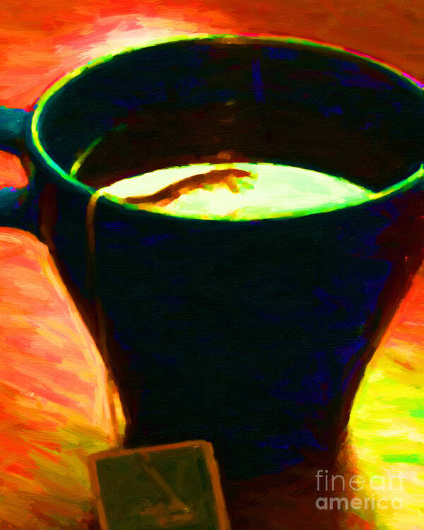 Coffee Art Print featuring the photograph Tea Time Quiet Time - Orange by Wingsdomain Art and Photography