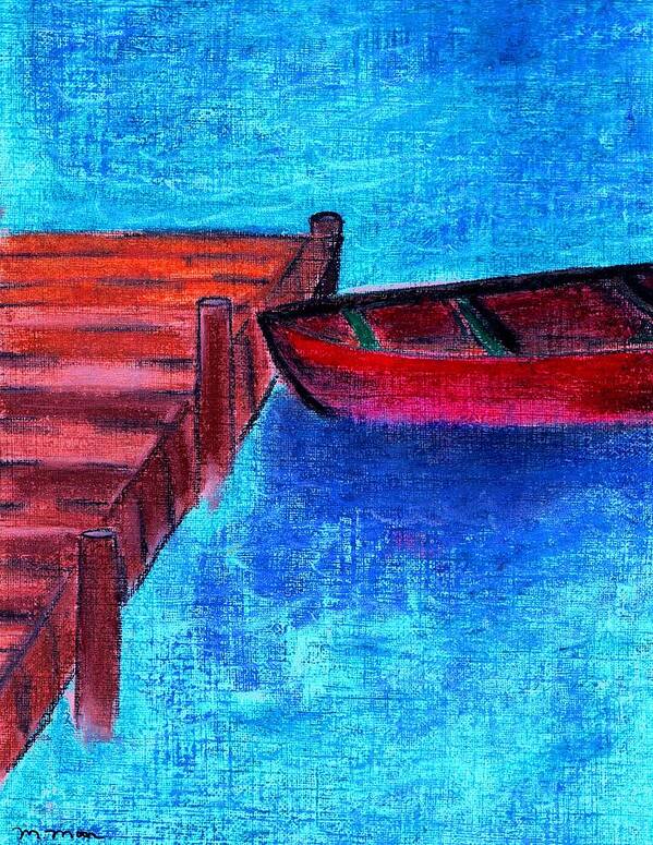 Boat Art Print featuring the drawing The Dock by Melvin Moon
