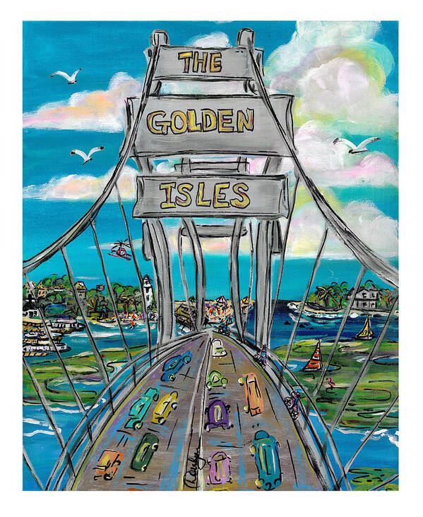 The Golden Isles Art Print featuring the painting The Golden Isles by Doralynn Lowe