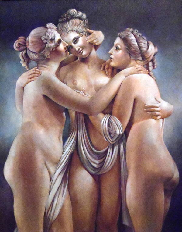 Ancient Art Print featuring the painting The Three Graces by Geraldine Arata