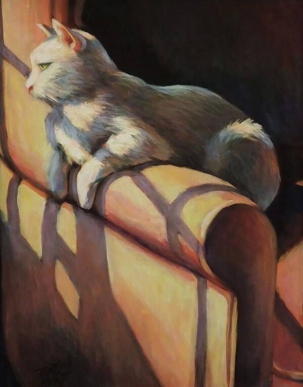 Cat Art Print featuring the painting The Window Seat by Gretchen Ten Eyck Hunt