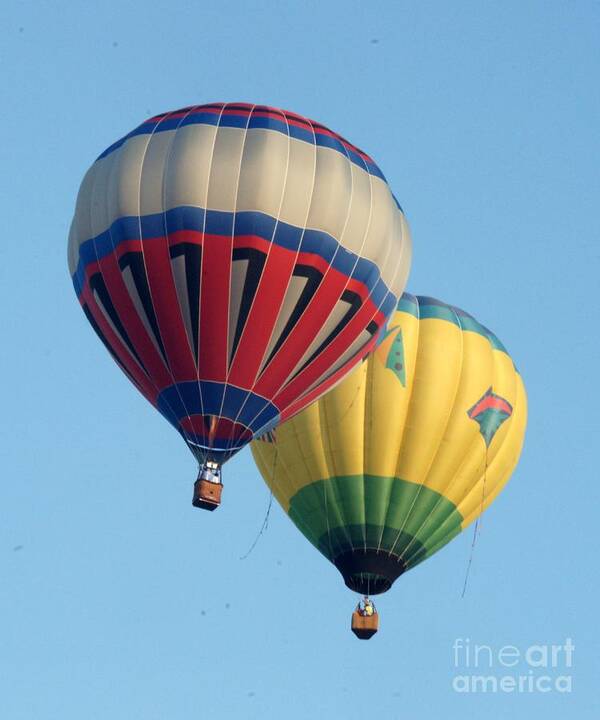 Hot Air Balloons.balloons.flying Art Print featuring the photograph Two by Two by Kathy Flugrath Hicks