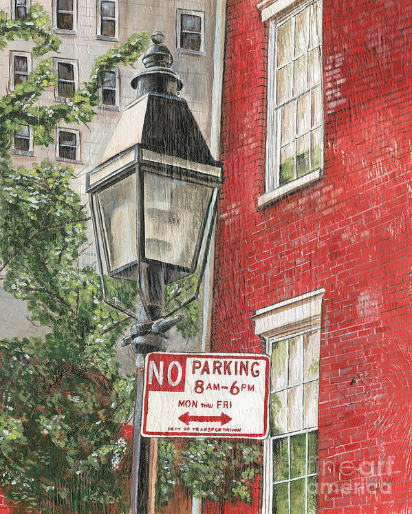 Nyc Art Print featuring the painting Village Lamplight by Debbie DeWitt
