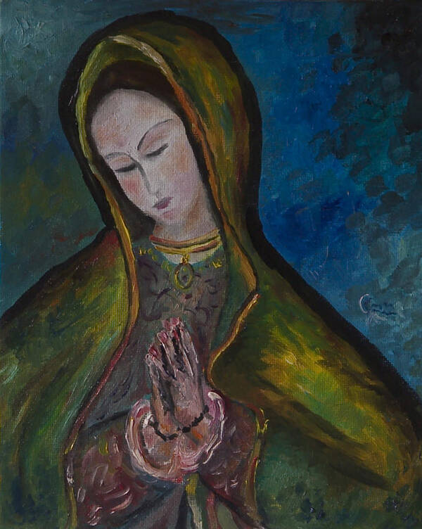 Virgen Of Guadalupe Paintings Art Print featuring the painting Virgen de Guadalupe by Jaime Rodriguez-raigoza