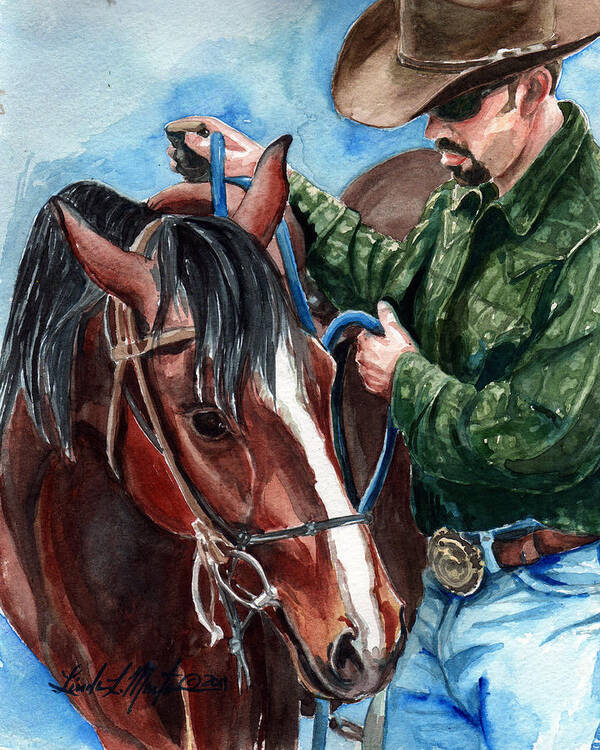 Wild Horse Art Print featuring the painting Just A Bit by Linda L Martin