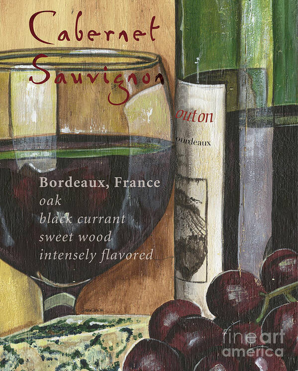 Wine Art Print featuring the painting Cabernet Sauvignon by Debbie DeWitt