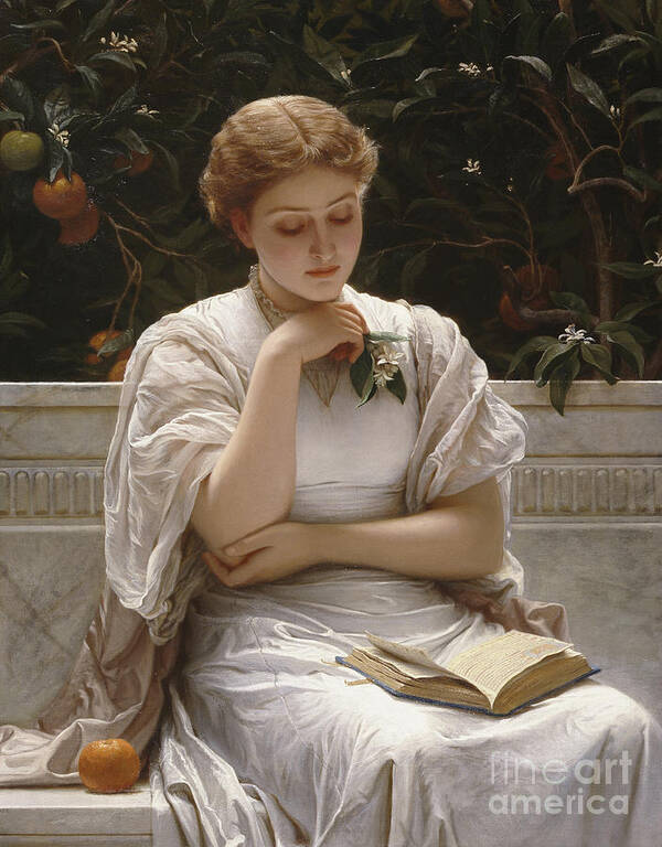 Girl Reading Art Print featuring the painting Girl Reading by Charles Edward Perugini