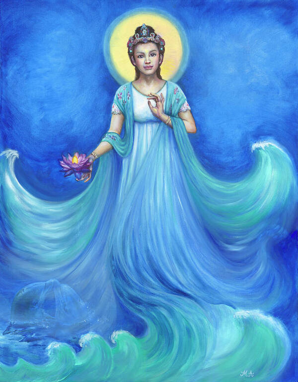 Quan Yin Art Print featuring the painting Harmony #1 by Mary Angelico