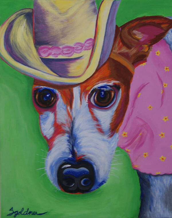 Jack Russell Terrier Art Print featuring the painting Head 'Em Up #1 by Sandra Presley