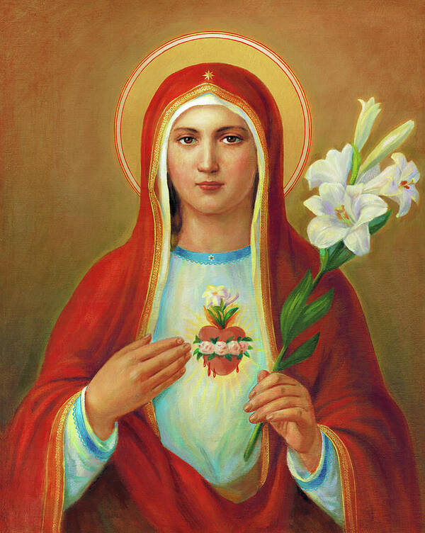 Immaculate Heart Art Print featuring the painting Immaculate Heart Of Mary #1 by Svitozar Nenyuk