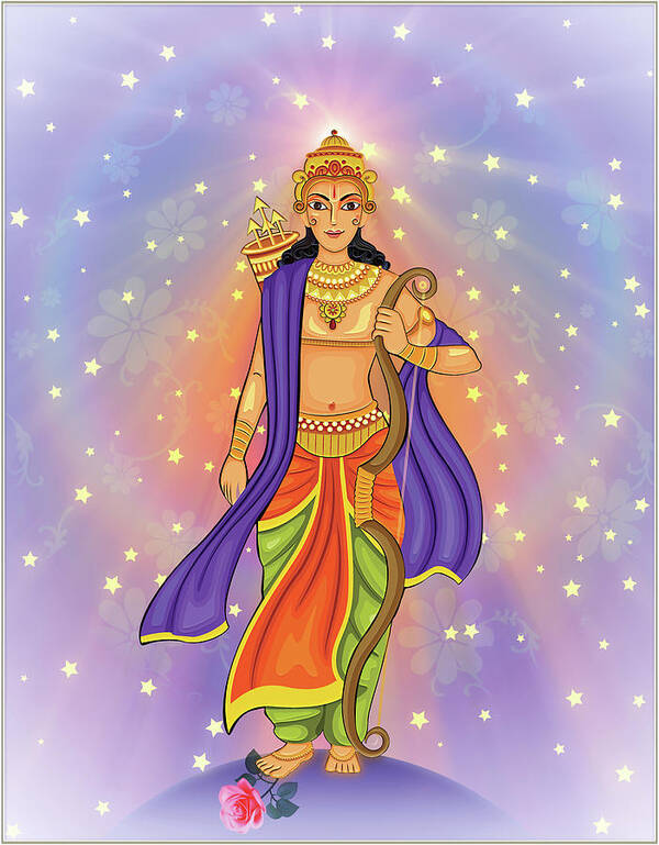 Symbolic Digital Art Art Print featuring the digital art Kartikeya #1 by Harald Dastis