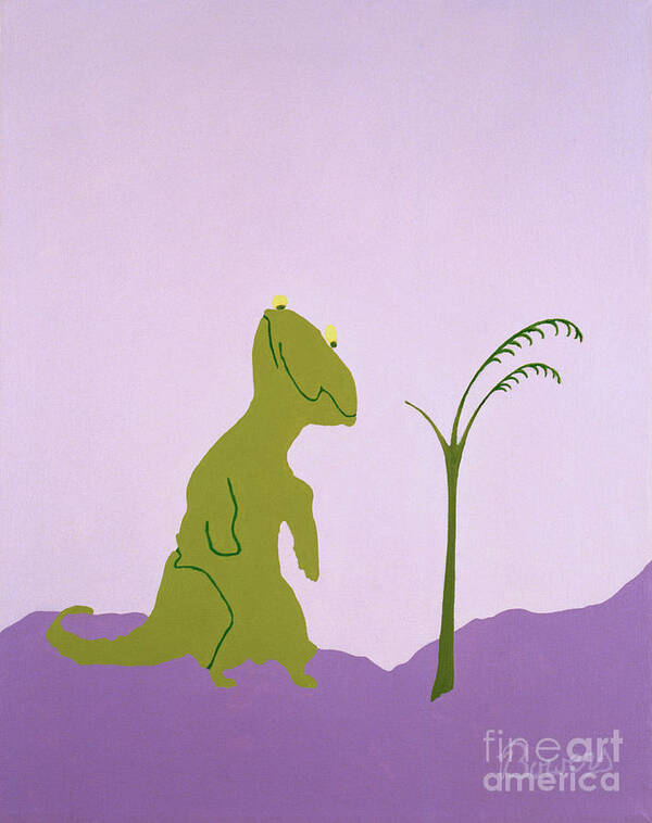 Dinosaur Art Print featuring the painting Nudgeandhumosaurus #2 by John Bowers