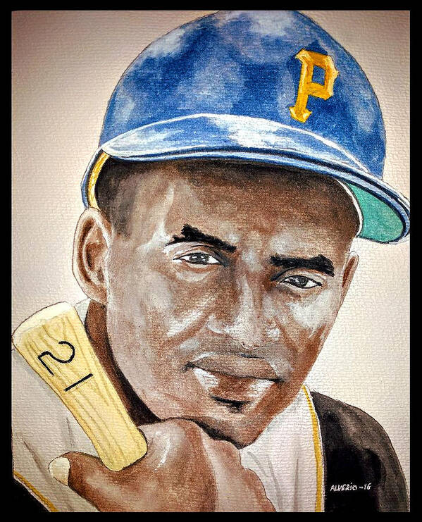 Roberto Art Print featuring the painting ROBERTO CLEMENTE - Watercolor Painting by Edwin Alverio