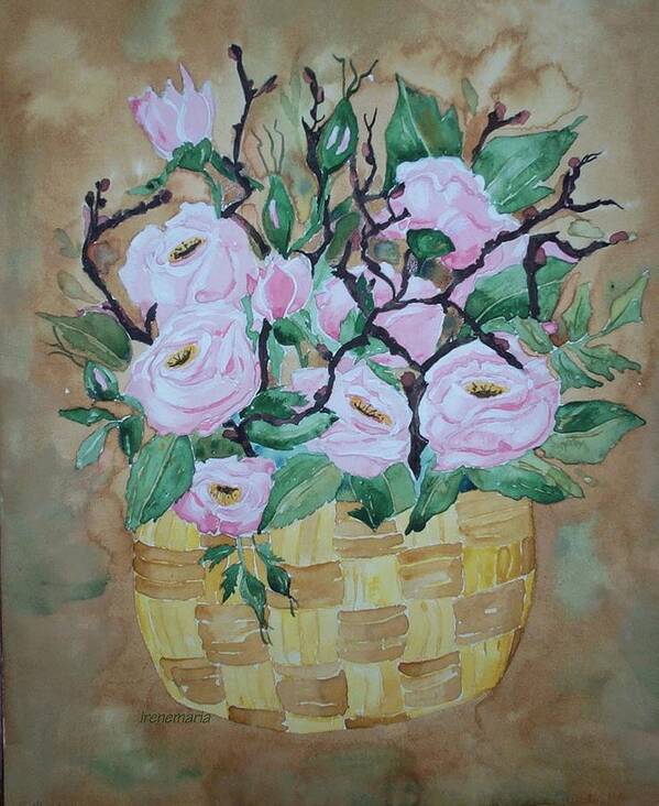 Roses Flowers Art Print featuring the painting Roses #1 by Irenemaria Amoroso