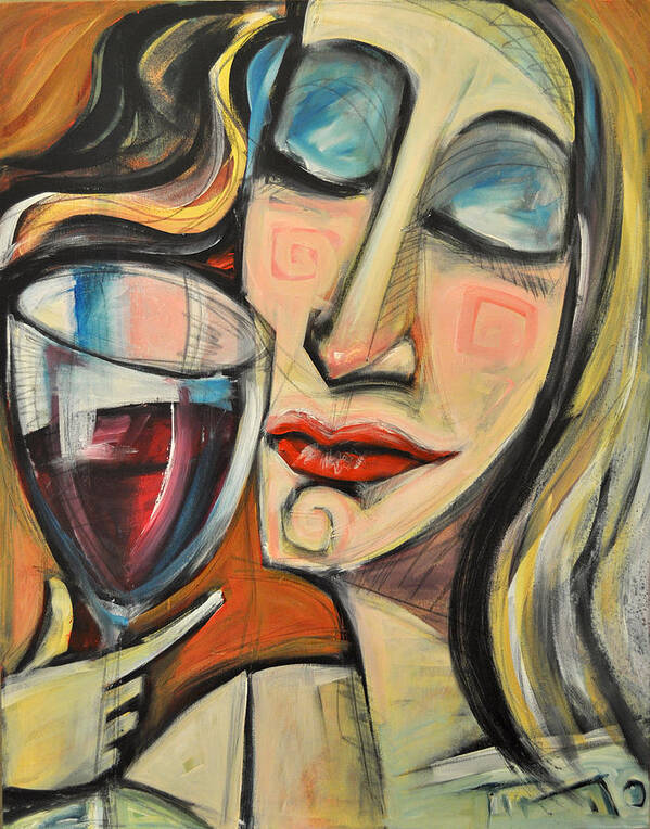 Wine Art Print featuring the painting Savoring The First Sip #1 by Tim Nyberg