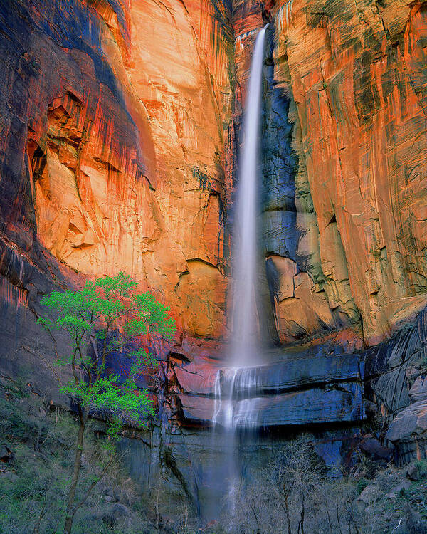 Western Landscape Art Print featuring the photograph Sinawava Falls #1 by Frank Houck