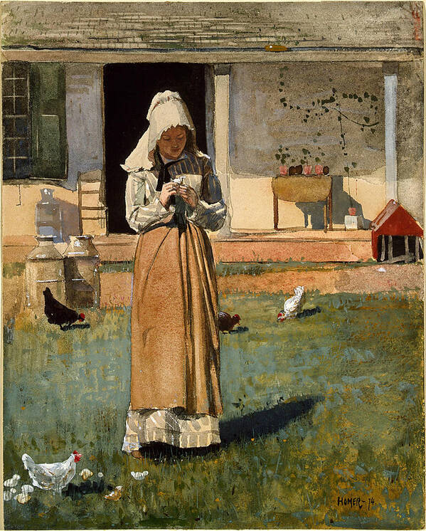 Winslow Homer Art Print featuring the painting The Sick Chicken #5 by Winslow Homer