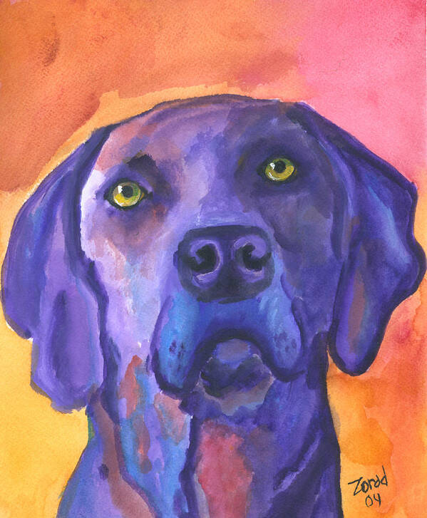 Watercolor Of A Weimaraner Dog. Art Print featuring the painting Weimaraner Dog Art #1 by Mary Jo Zorad