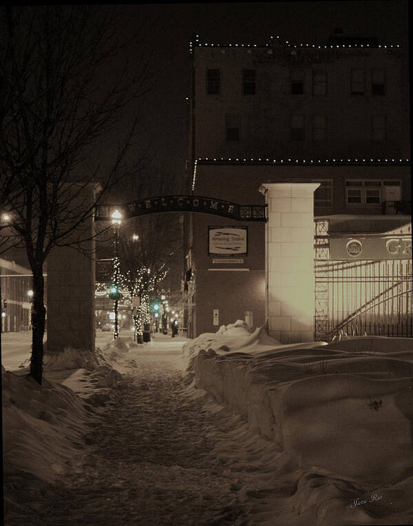 Downtown Grand Forks North Dakota Winter Art Print featuring the photograph Welcome to Grand Forks #1 by Jana Rosenkranz