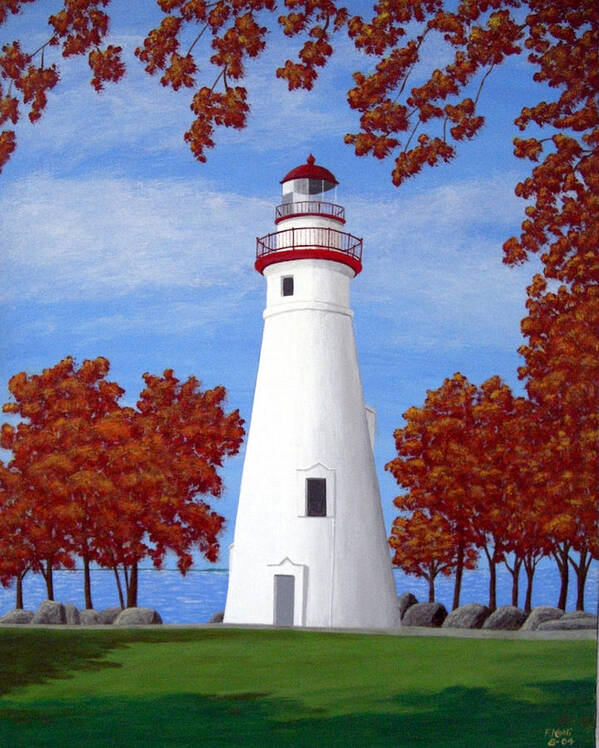 Lighthouse Paintings Art Print featuring the painting Autumn at Marblehead by Frederic Kohli