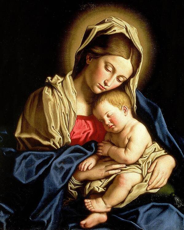 Christmas Art Print featuring the painting Madonna and Child by Giovanni Battista Salvi da Sassoferrato