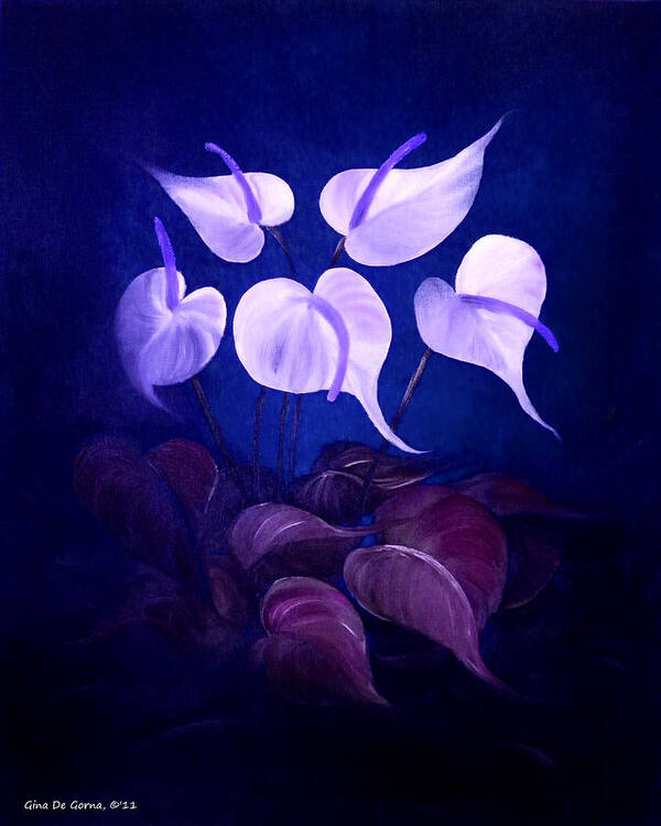 White Callas Art Print featuring the painting White Promises #3 by Gina De Gorna