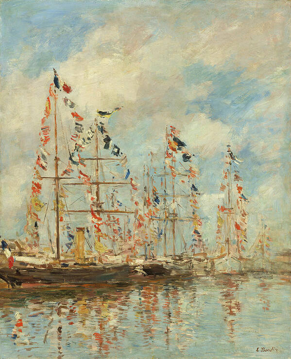 Eugne Boudin Art Print featuring the painting Yacht Basin At Trouville-Deauville #3 by Eugene Boudin