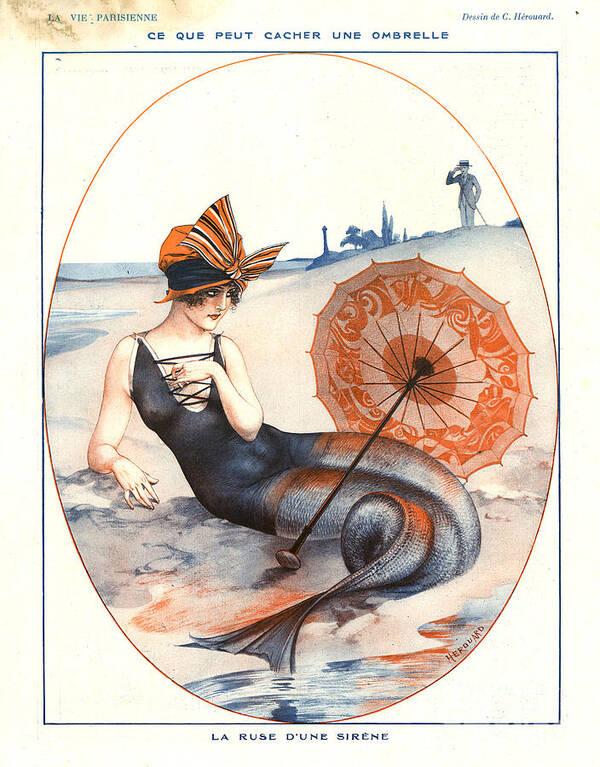 France Art Print featuring the drawing 1920s France La Vie Parisienne Magazine #498 by The Advertising Archives
