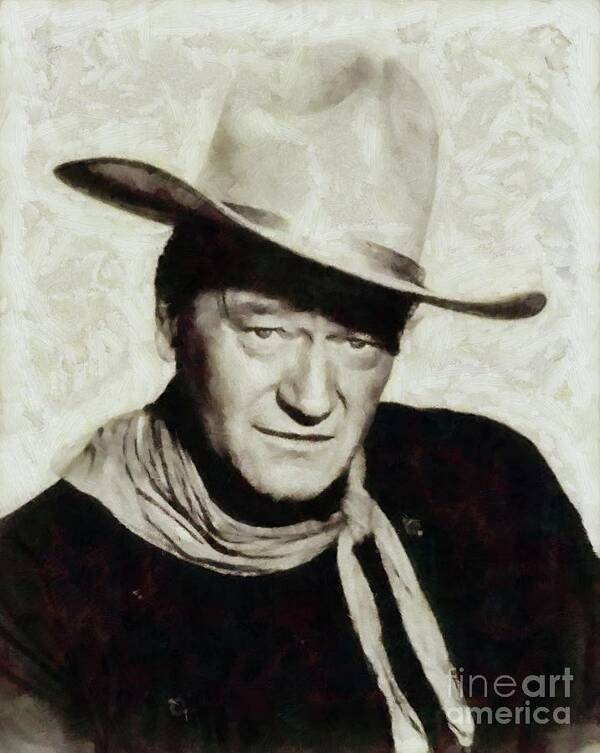 John Art Print featuring the painting John Wayne Hollywood Actor #5 by Esoterica Art Agency