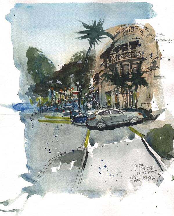 Landscape Art Print featuring the painting 5th Avenue Naples Bustle by Gaston McKenzie