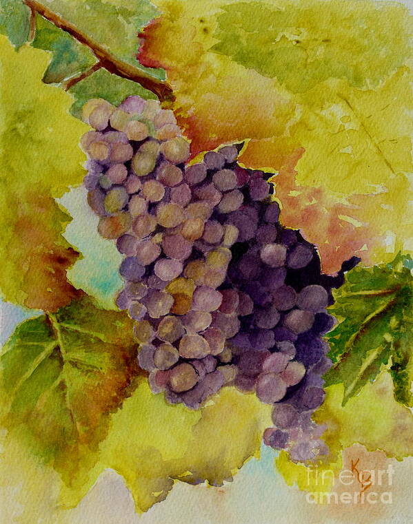 Grapes Art Print featuring the painting A Bunch of Grapes by Karen Fleschler