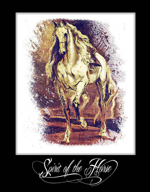 Antique Art Print featuring the digital art A Grey Horse by Janice OConnor
