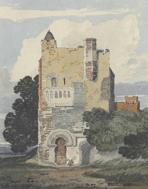 John Sell Cotman Art Print featuring the painting A Norman Tower by John Sell Cotman