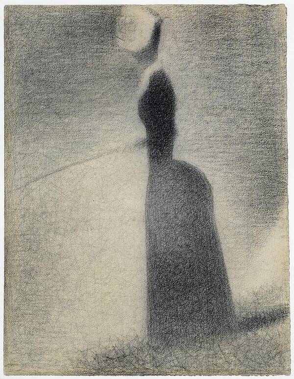 A Woman Fishing Art Print featuring the painting A Woman Fishing by Georges Seurat