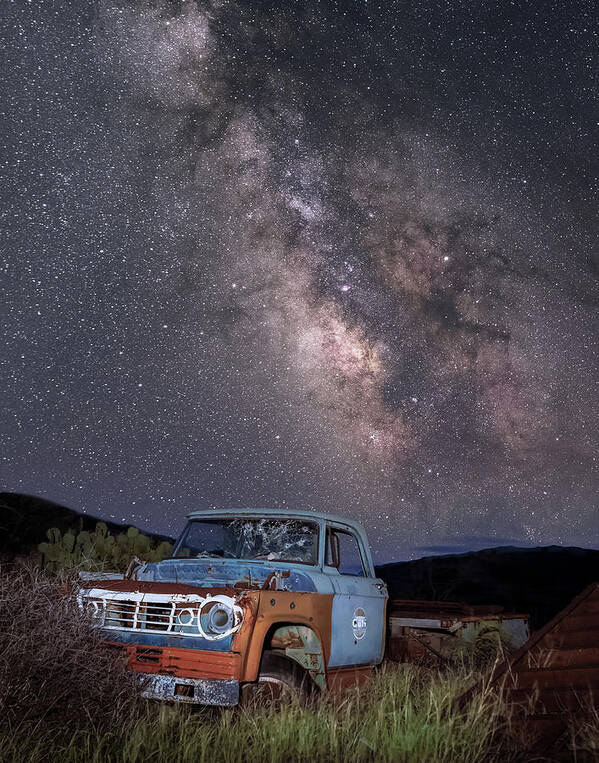 Milky Way Art Print featuring the photograph Abandoned Truck in Terlingua by Hal Mitzenmacher