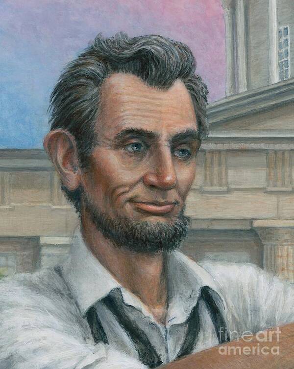 Abe Art Print featuring the painting Just Abe's Face - detail by Jane Bucci