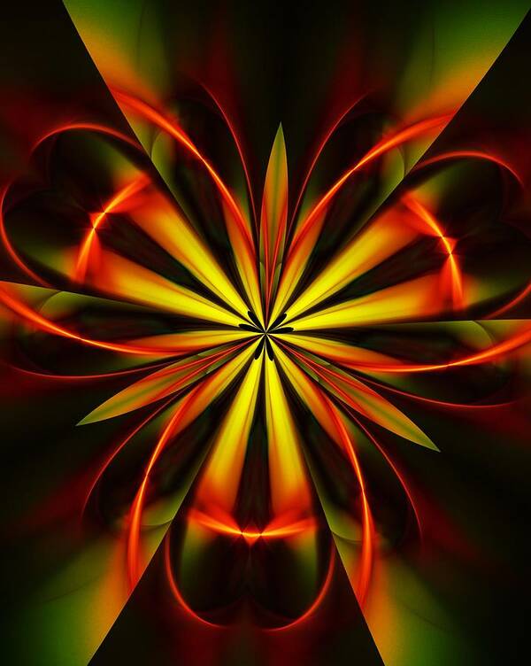 Fine Art Art Print featuring the digital art Abstract Floral 032811 by David Lane