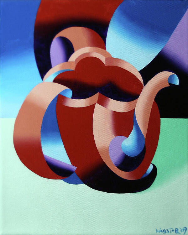Tea Art Print featuring the painting Abstract Futurist Teapot by Mark Webster