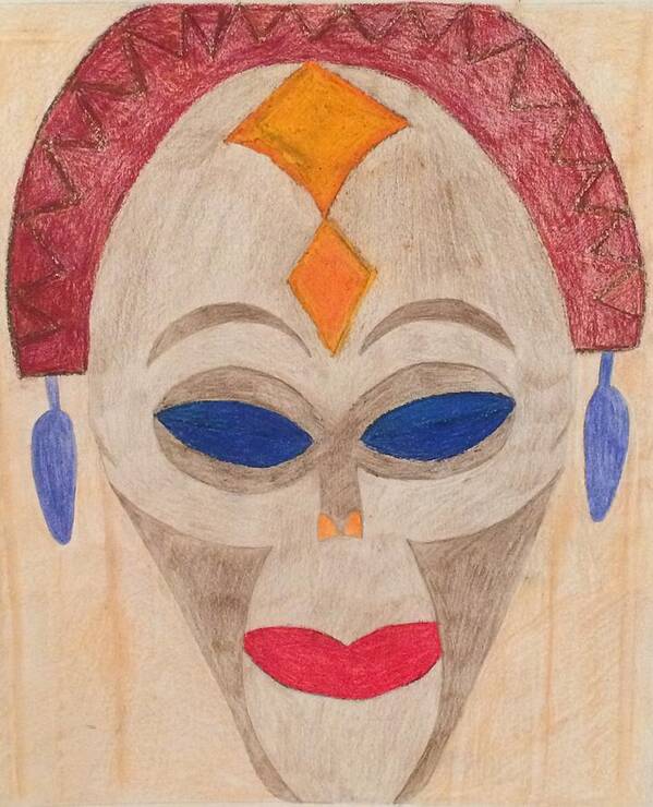 Africa Art Print featuring the drawing African Mask by Samantha Lusby