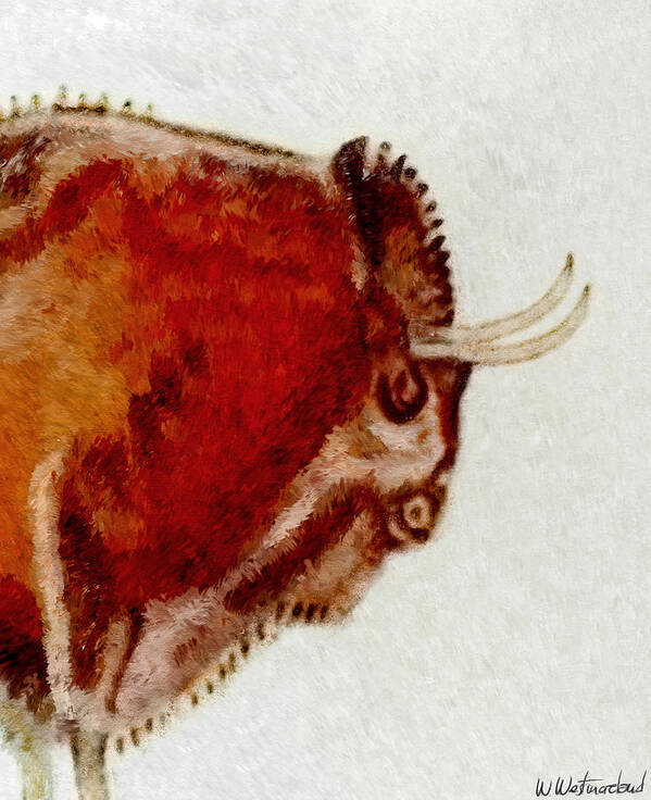 Altamira Art Print featuring the digital art Altamira Prehistoric Bison Detail by Weston Westmoreland