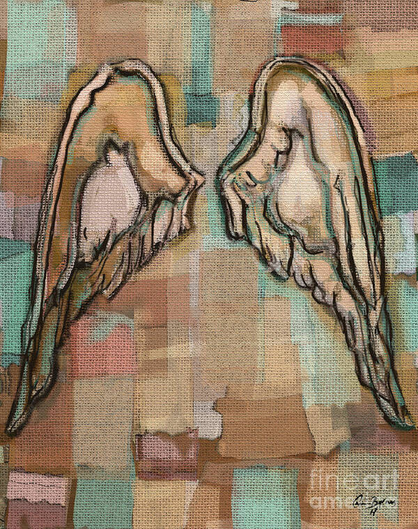 Angel Art Print featuring the painting Angel Wings by Carrie Joy Byrnes