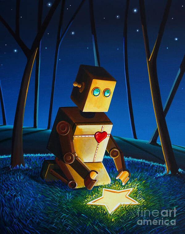 Robot Art Print featuring the painting Another Wish Is Found by Cindy Thornton